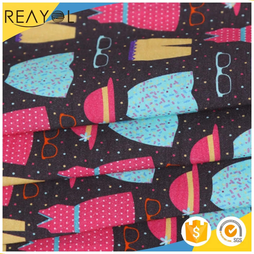 Hot selling china 95% cotton 5% spandex fabric textile soft digital print cotton lycra knit fabric for kids