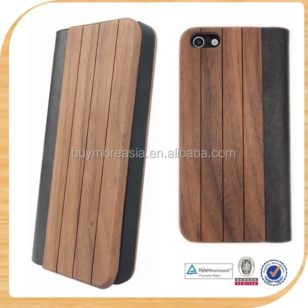 China supplier hot sale new products wood wallet flip cover leather mobile phone case for iPhone 6