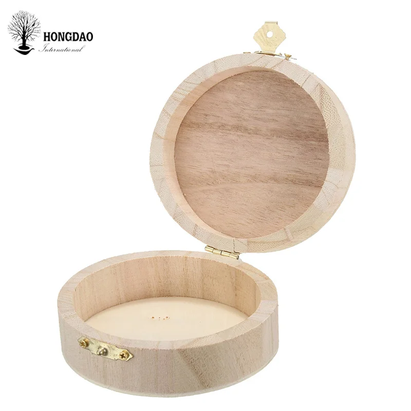 
HONGDAO Laser engraving logo cylindrical pine box round wooden box Keepsake Gift Box 