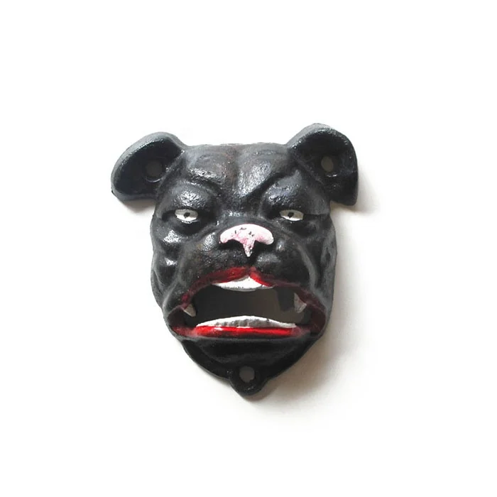 New Product Durable Style Custom Die Cast Iron Vintage Painted Souvenir 3D Dog Wall Mounted Bottle Opener