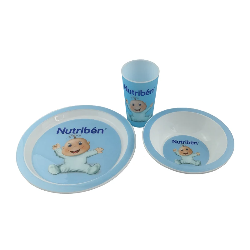 
3pcs BPA Free Cheap Plastic PP Kids Dinner Set IML Children Dinnerware Dinner Set For Children 