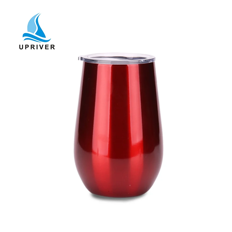 
12oz Wine Tumbler - Vacuum Insulated Double Wall Stemless Wine Glass - 12 oz 18/8 Stainless Steel Silver Travel Mug 