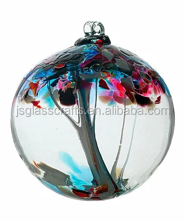 
High quality Hand Made Polish Art Glass Witch Ball,Glass Tree Of Life Witch Ball 