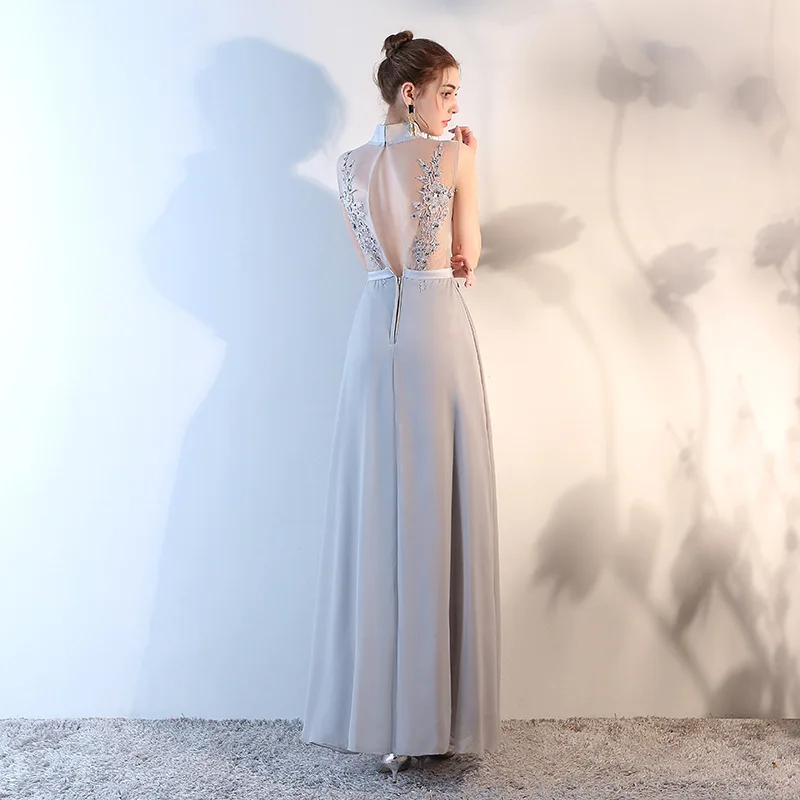 
Q030 Elegant Evening Party Dress High Neck Appliqued Lace dress for muslim mother of the bride 