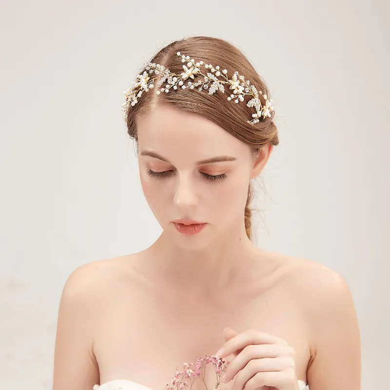Новый стиль Горячая Распродажа Европейский пресноводный жемчуг Свадебная ручная работа кристальная повязка на голову