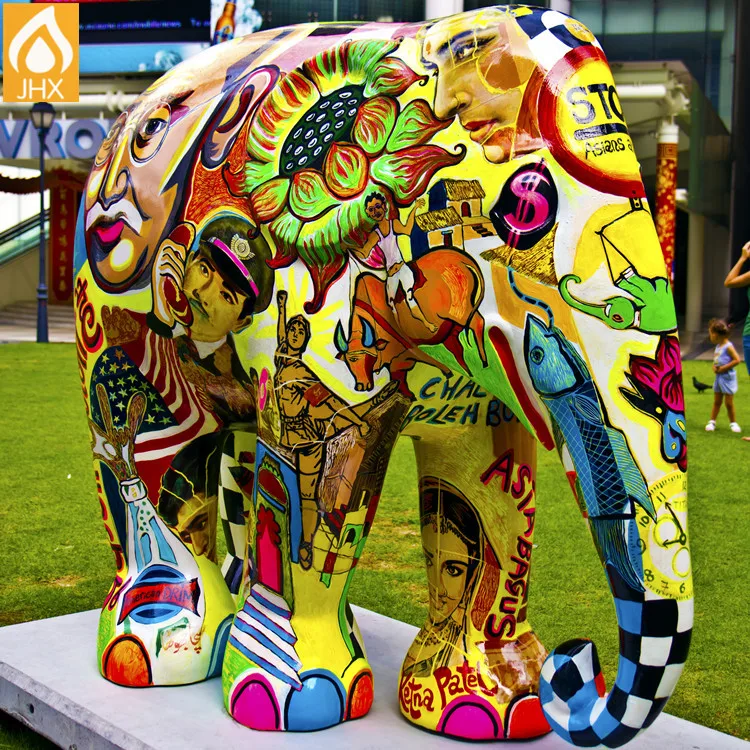 Life Size Outdoor Animals Sculpture,Colorful Large Elephant Statues
