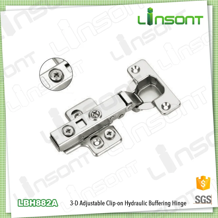 Linsont 2016 hot sale 3-D adjustable hydraulic clip on panel gate hinge cabinet furniture hinges