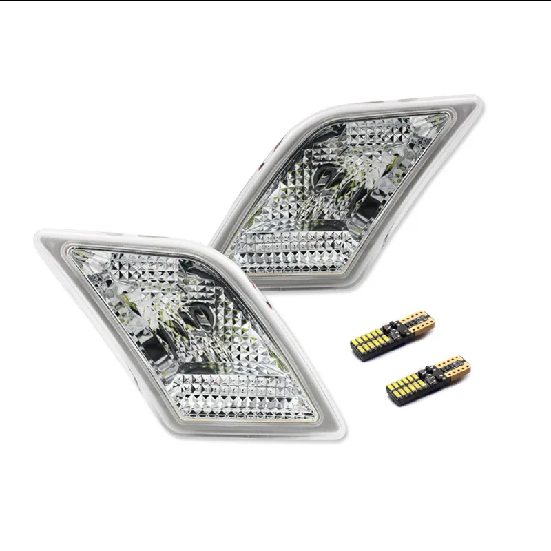 Clear Lens Side Marker Lights w/White LED For 2008-2011 Mercedes Benz W204 C250 C300 C350 C63 AMG Side Marker Lights