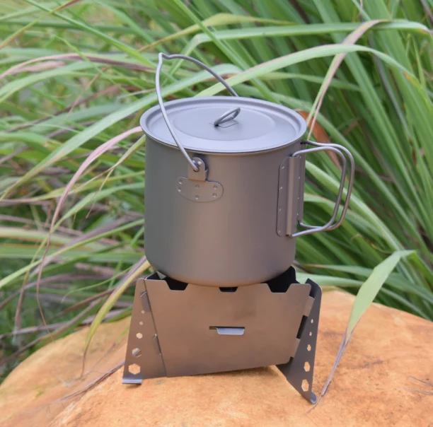 Titanium single-walled cup for one person hiking, camping 750ml-1550ml