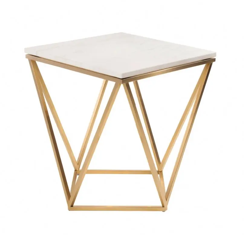 
Rose gold steel Side Table marble top 
