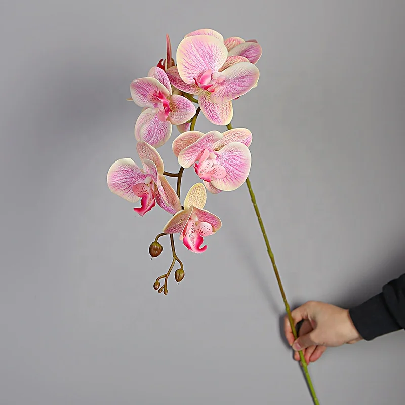 Wholesale 9 heads artificial orchid pink color for wedding party decoration