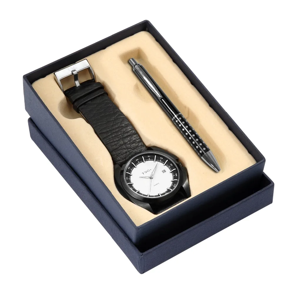 Men watches gents watch gift set japan movt wristwatch sets watch+pen+keychain