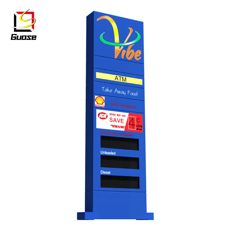 gas station equipment LED illuminated pylon signs light steel steel structure for petrol station steel canopy