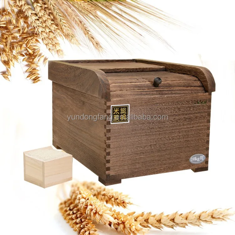 Kitchen Wood Insect Prevention Dampproof Rice ,Cereals Storage Box
