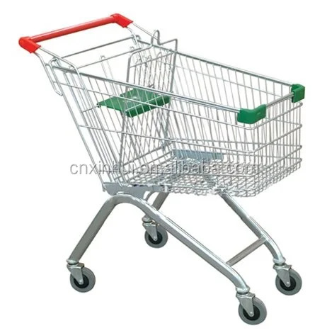 Customized RAL colors 60 Liters metal European style supermarket shopping cart trolley