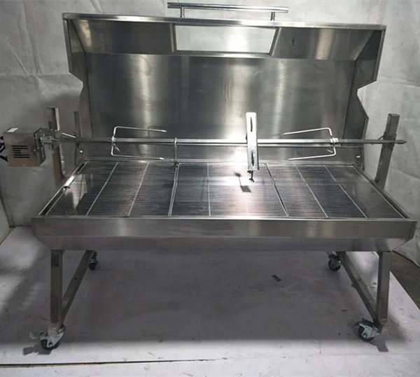 Stainless steel tpye pig roaster grill electric rotary charcoal barbecue with lid