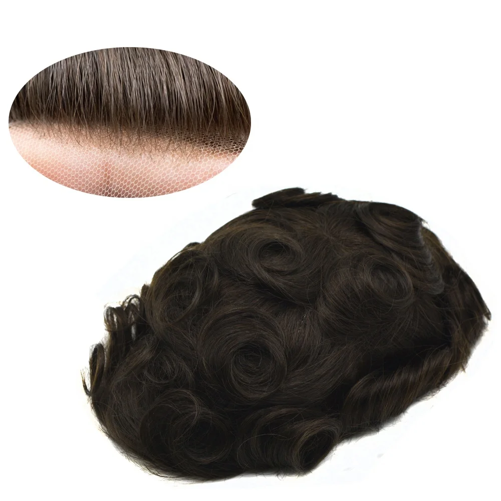 100%-110% density non surgical hair replacement system full french lace mens toupee.