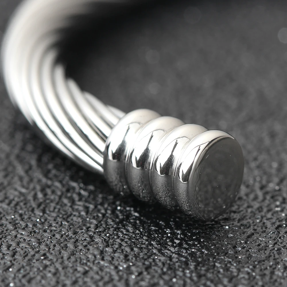 New Products Twisted Cable Mixed Color Ladies Stainless Steel Cuff Bracelets Design