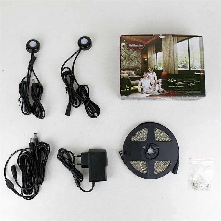 Романтический Ночной светильник с датчиком движения под кроватью двойные светодиодные ленты двумя датчиками умный SMD3528 теплый белый