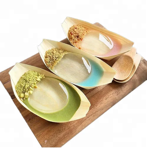 
Japanese wooden food tray disposable sushi boat food plate snack salad dishes restaurant dessert food tray 