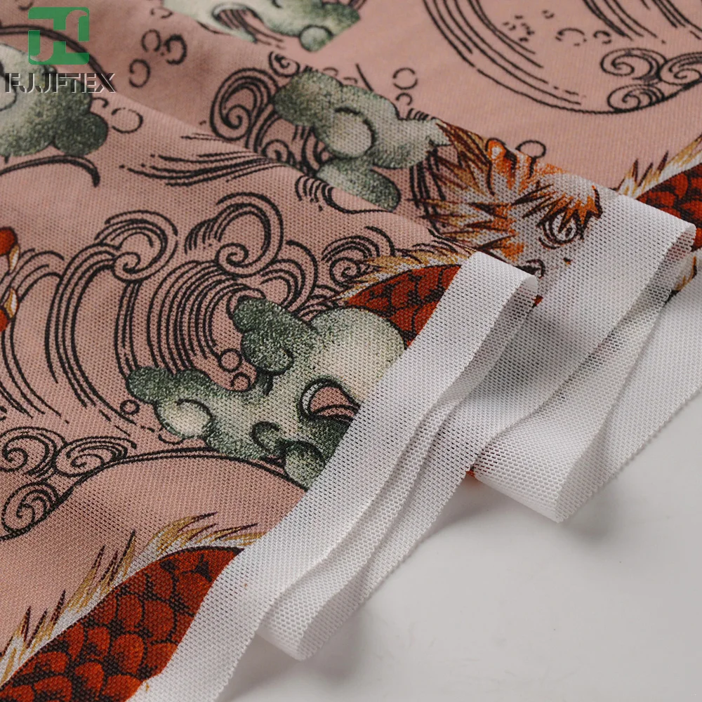 High elastane 92 polyamide 8 spandex digital  printed mesh fabric for underwear