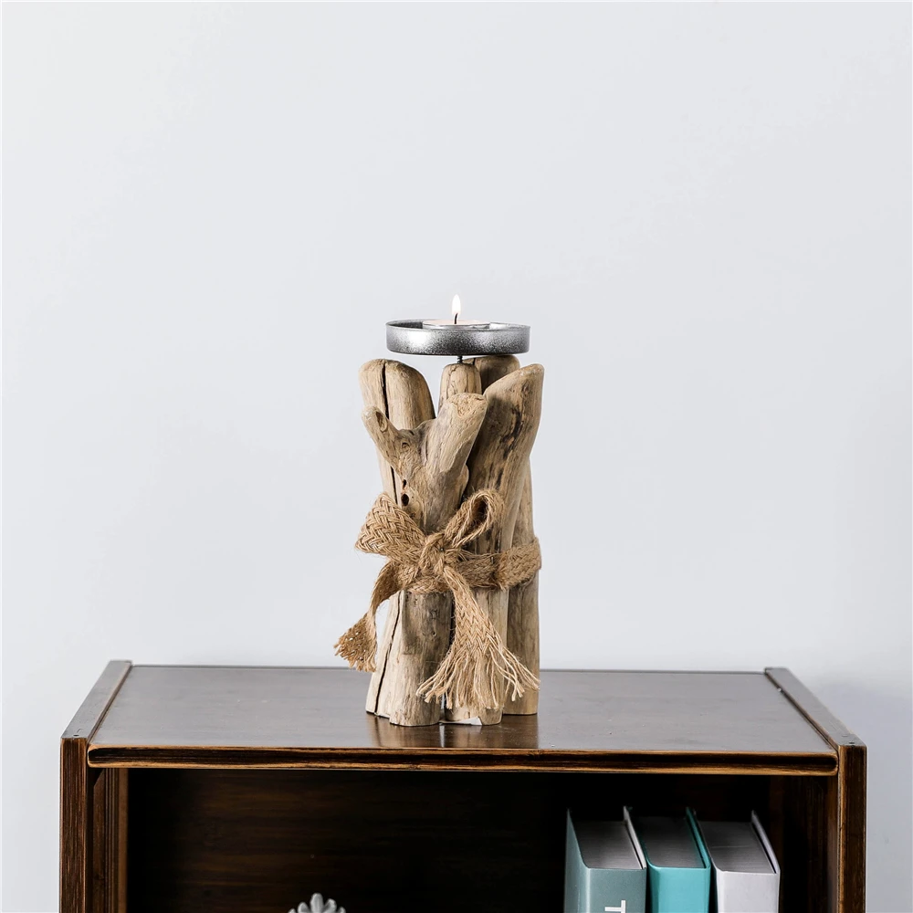 Candlestick Handmade Wooden Tea Light Holder Home Decor Driftwood Candle Holder