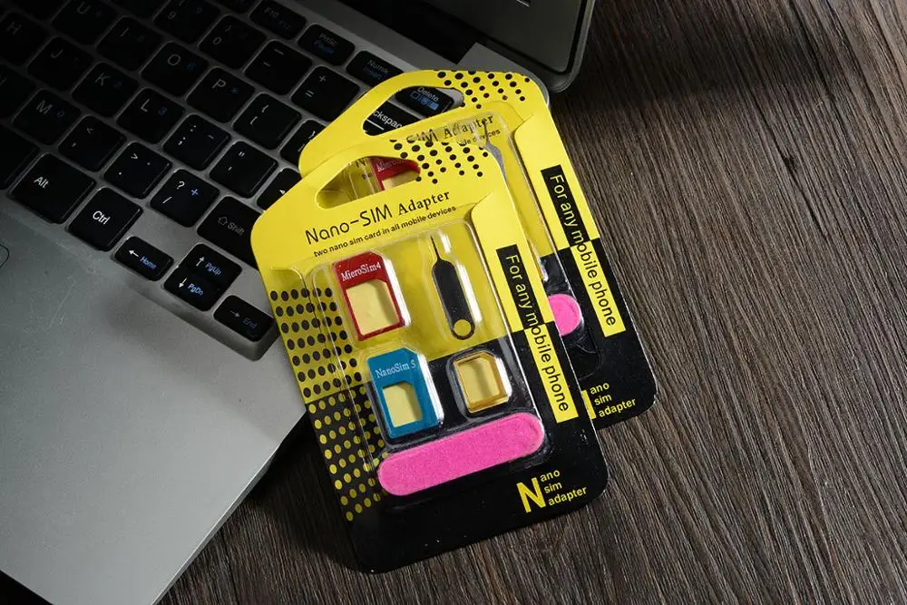 DIHAO Black White 4 in 1 Nano Sim Card Adapter , Micro SIM Adaptor with Eject Pin Key