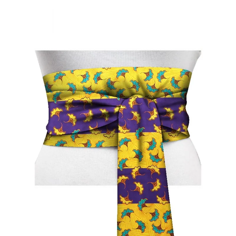 Лидер продаж, юбка с Африканским принтом Оби Анкара, пояс с желтой баской, с пуговицами, для женщин, подарок ручной работы, эффектный пояс, аксессуар WYB265