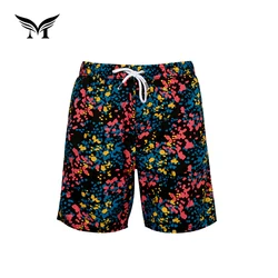 Latest design popular casual cotton floral printed hawaiian swimwear men beach shorts