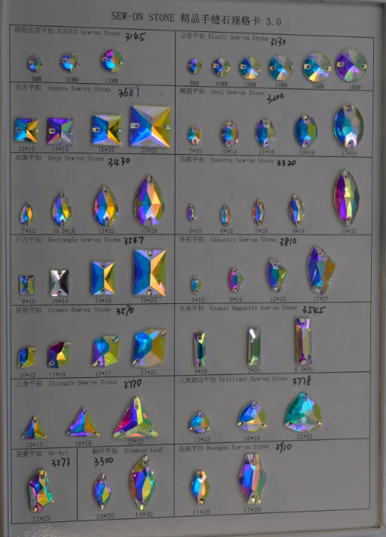 Best quality water drop pear crystal AB sew on rhinestone