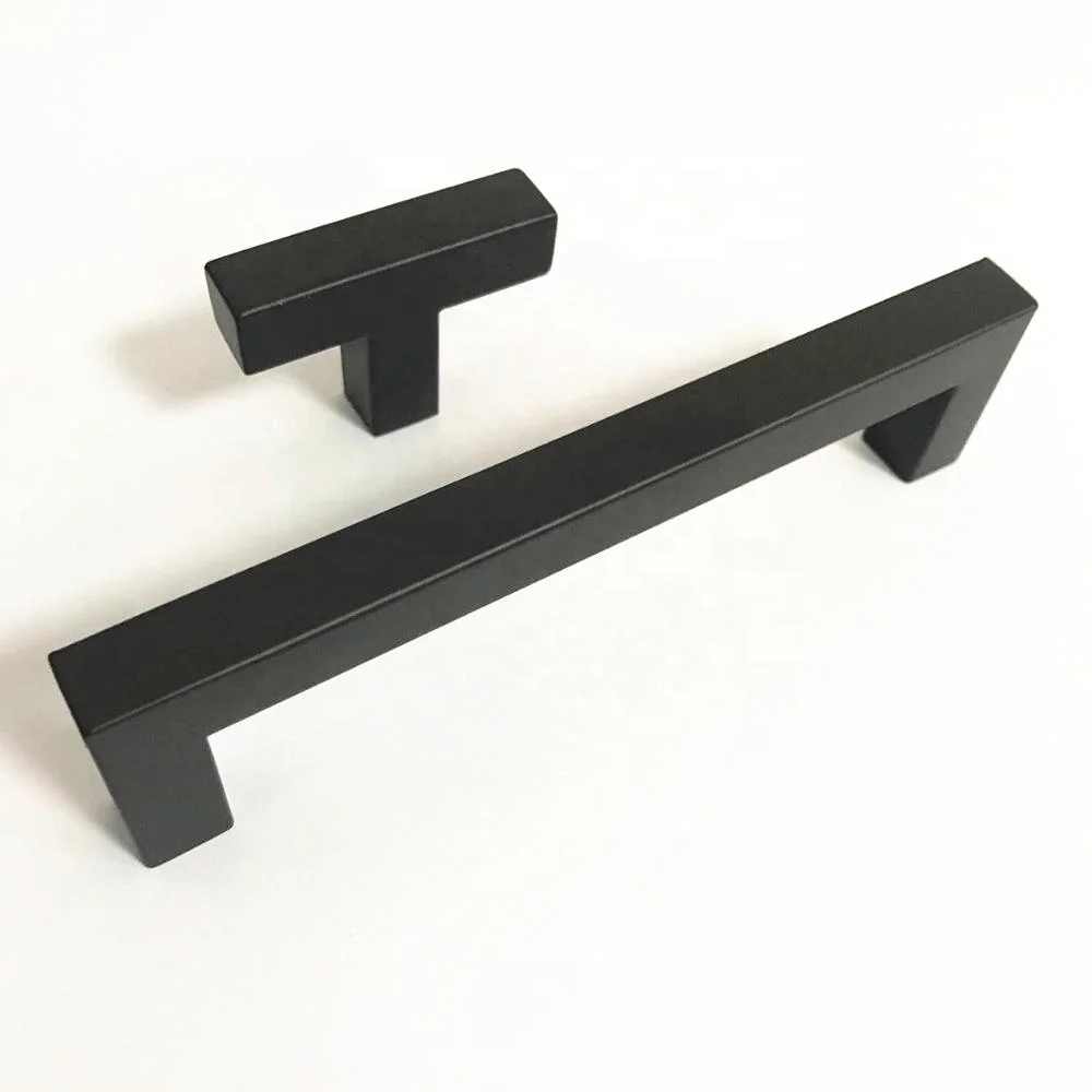 Black Solid Cast Iron & Stainless Steel  Square Door Pull Handle Rustic Barn Door Handles