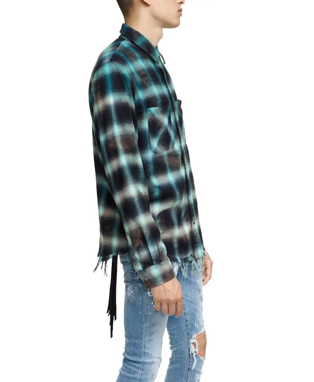 New style high quality wholesale custom men fashion designer flannel plaid shirts