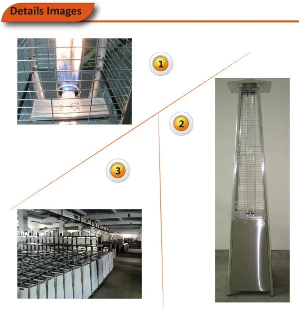 16years gas experience CE approval pyramid gas flame patio heater