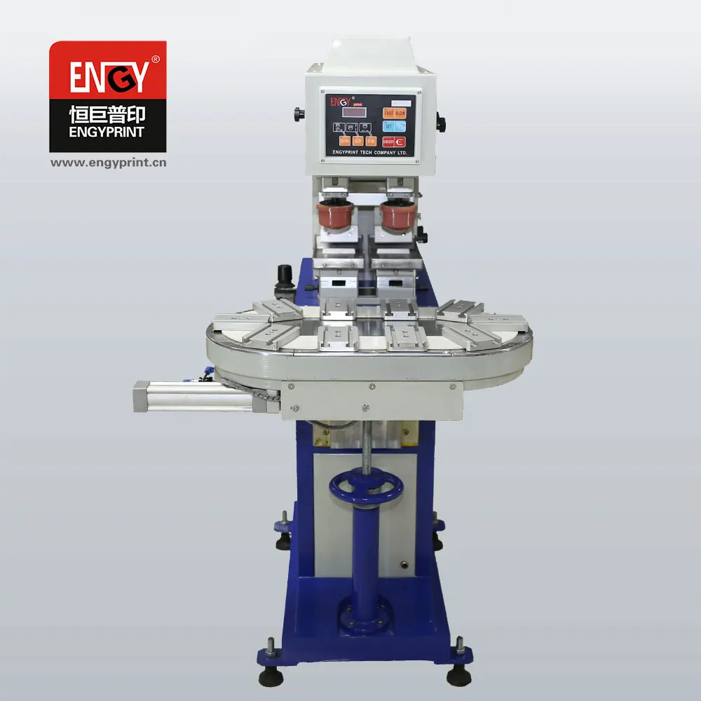 Express T-SHIRT PRINT MACHINE garment neck label 2-color pad printing machine with conveyor