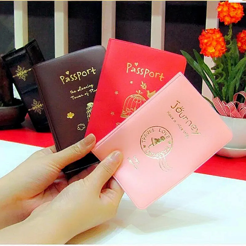 Factory Customized Gold Stamping Logo PU Leather Travel Passport Cover For Packing Passport ID Credit Card