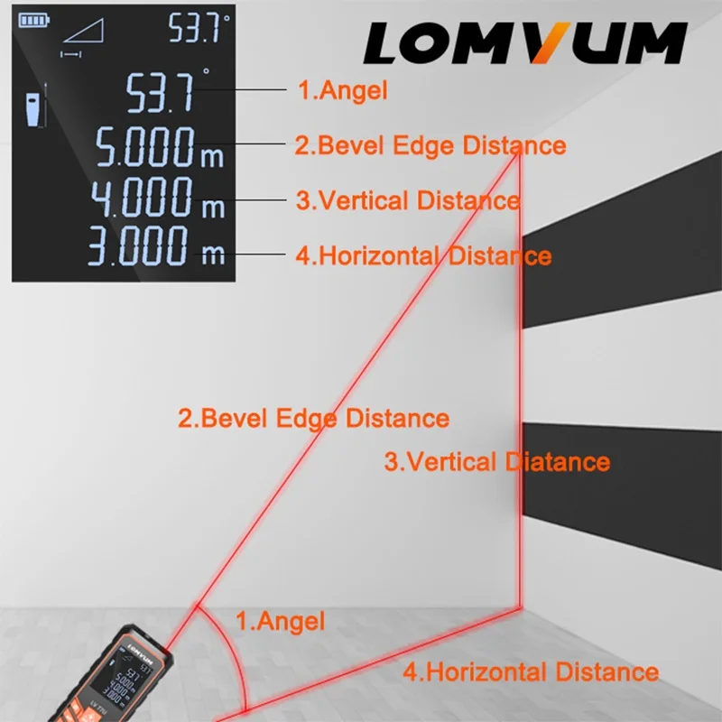 
LOMVUM LV66U Electric Level Laser Rangefinder Digital Distance Meters 