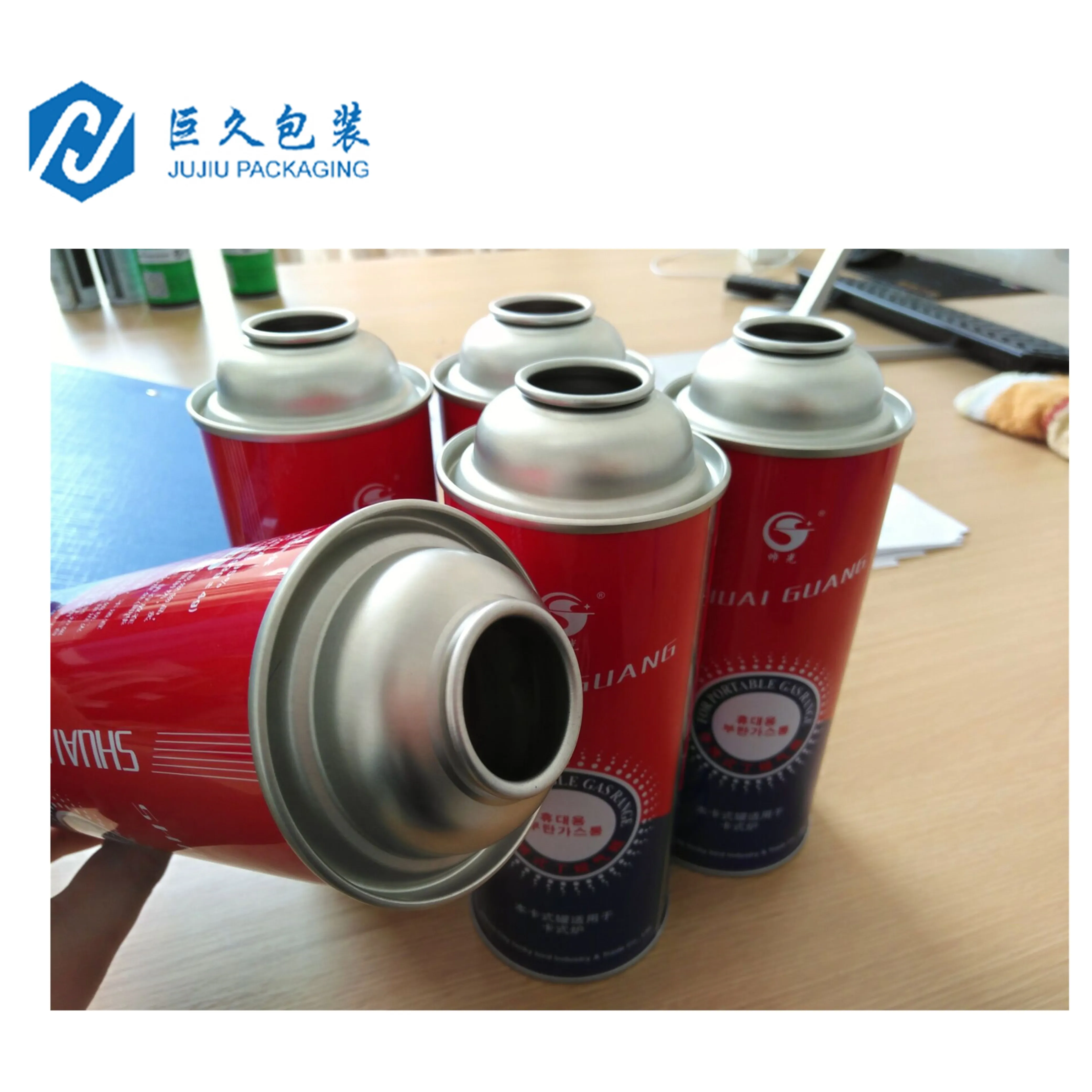 Factory Custom Logo Diameter 100-300ml  Tin Aerosol Gas Straight Can  Metal Refill Butane Canister