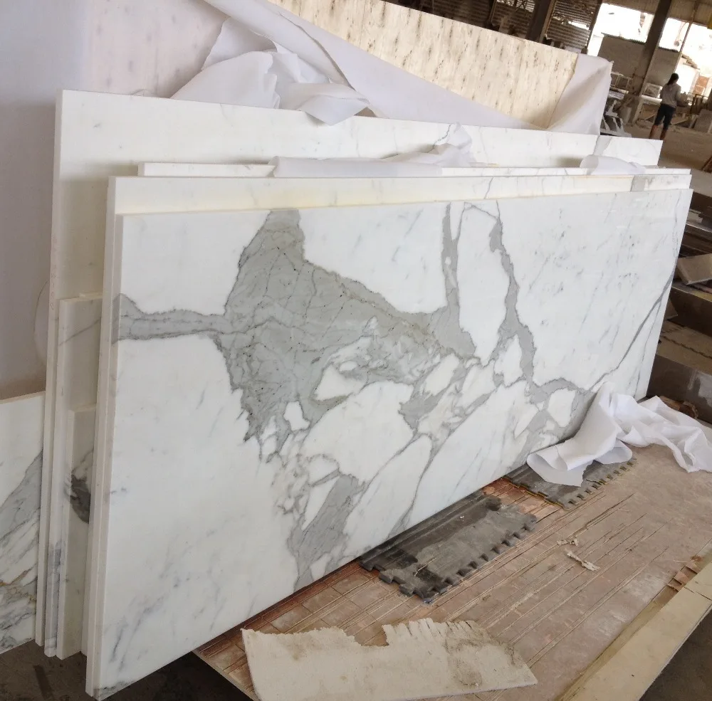 Luxury Prices Natural Stone Italian White Marble Bianco Calacatta Marble Floor Tiles Slab