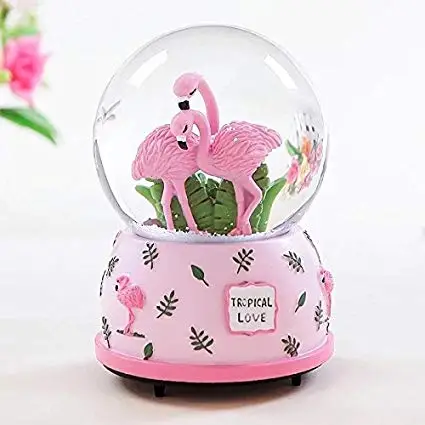 Nice quality tourist souvenirs decor beautiful flamingo snow globe