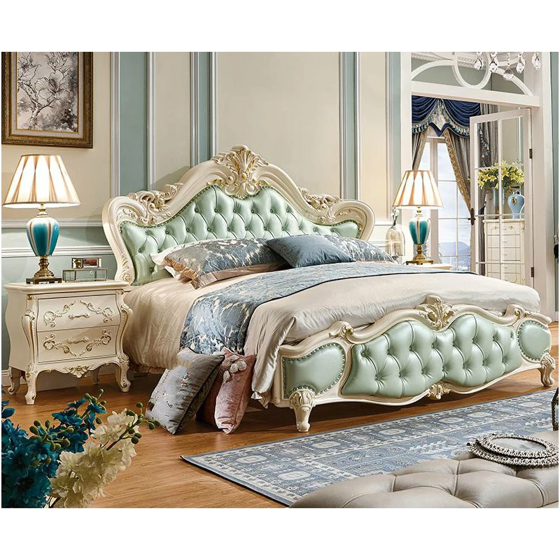 2021 new arrivals white antique European style bedroom furniture bed