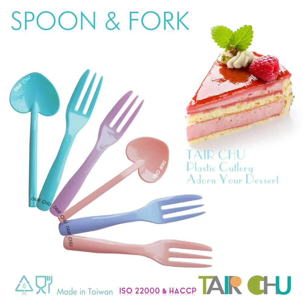 Birthday Party Supplies Food Grade Plastic Appetizer Spoon and Fork for Cake Decorating