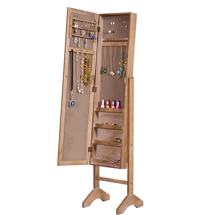 
Custom Design Elegant Floor Standing Mirror Jewelry Cabinet 