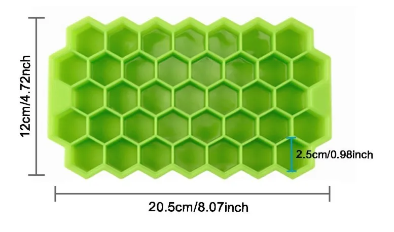 Best Selling Flexible Durable BPA Free 37 Cavities Honeycomb Shaped Silicone Ice Cube Trays with Lid