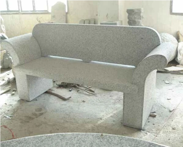 grey granite stone chair with back