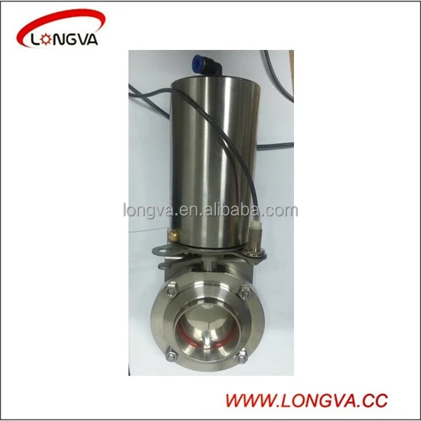 Sanitary Tri Clamped Butterfly Valve Stainless Steel Single Action Pneumatic Actuator Butterfly Valve