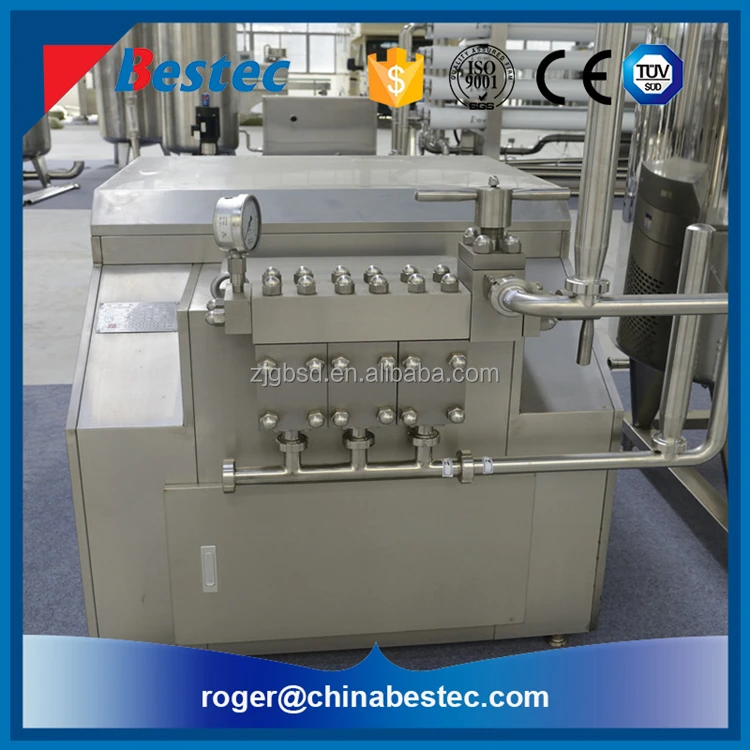 
High pressure homogenizer for fruit juice or milk processing plant 