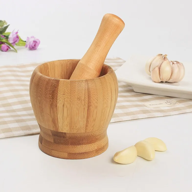 Natural bamboo mortar and perstle