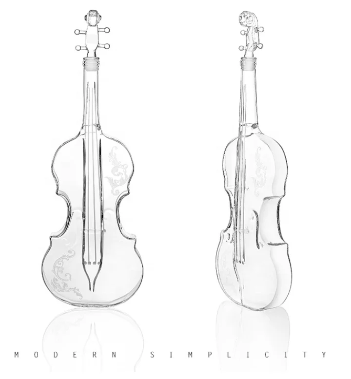 1000ML Handcraft Violin Shaped Fancy Glass Wine Bottles,Glass Liquor Bottle,Wine Bottle