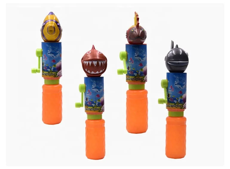 marine organism plastic hand shake syringe  water gun toy kids with sweet candy