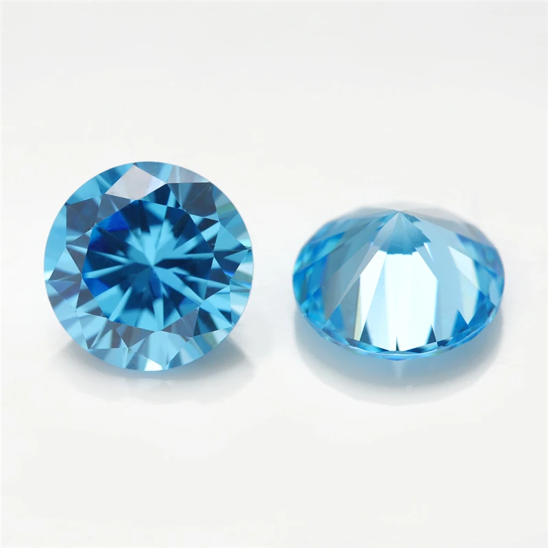 Aquamarine Color 1mm ~10mm Round Synthetic Cubic Zirconia stone prices
